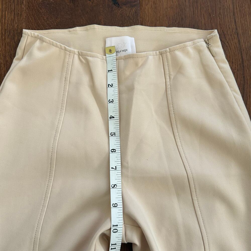 Cinq a Sept Cream Ivory High Waisted Flare Pull On Trousers Ankle Slit Size 0 - Picture 9 of 12
